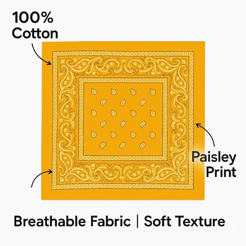 SUNRIBE 3 Pack Paisley Bandanas – 100% Cotton Square 21x21 Head Wrap, Headband, Face Cover, Neck Scarf for Men & Women - Image 4